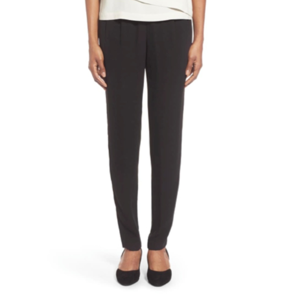 Eileen Fisher Slouchy Silk Crepe Pants Black S